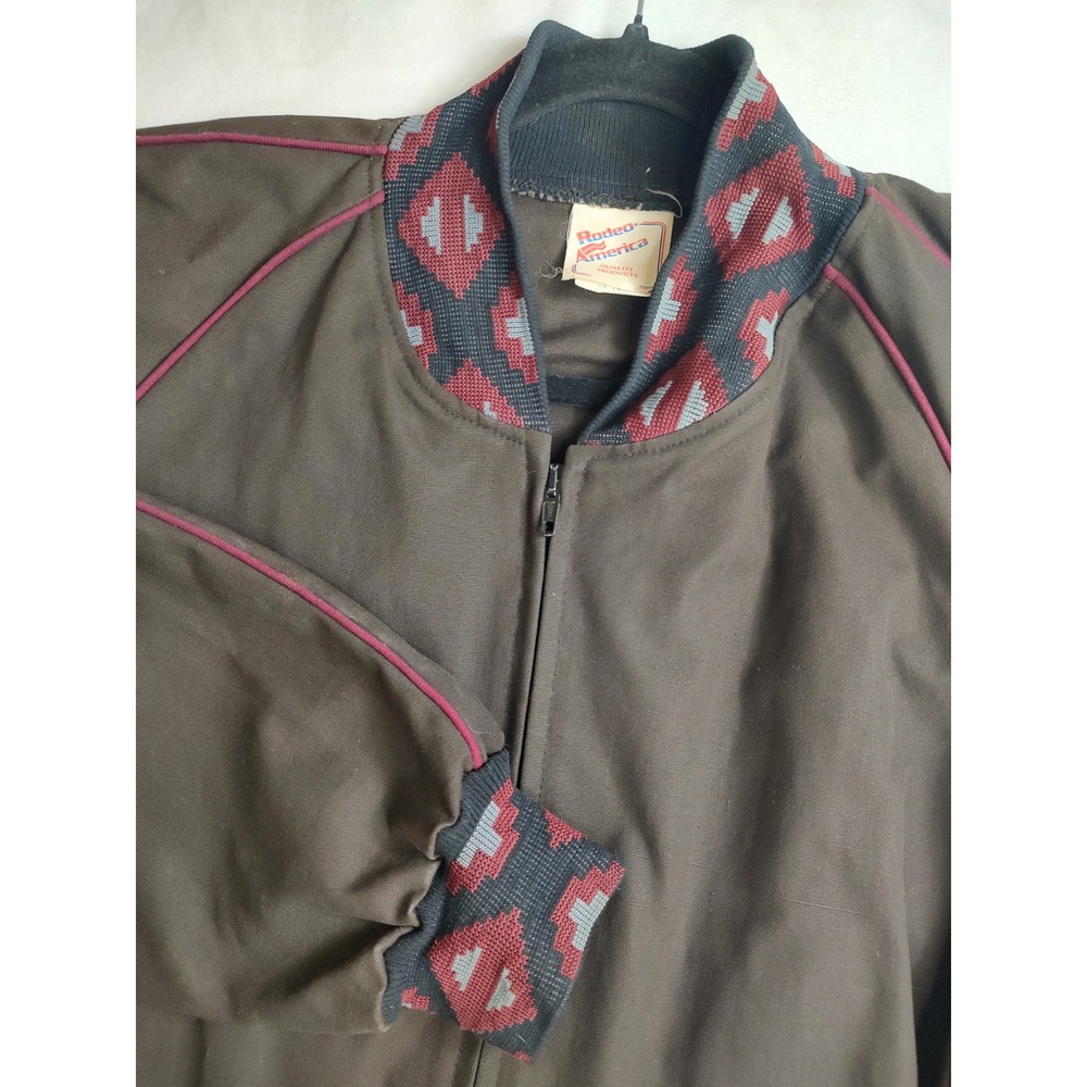 Rodeo‎ America Mens XX Large Brown Aztec Trim Bomber Jacket